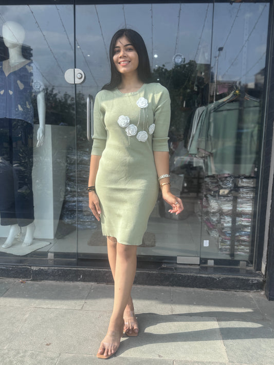 ✨ Elegant Pastel Green AND BROWN Bodycon Dress ✨