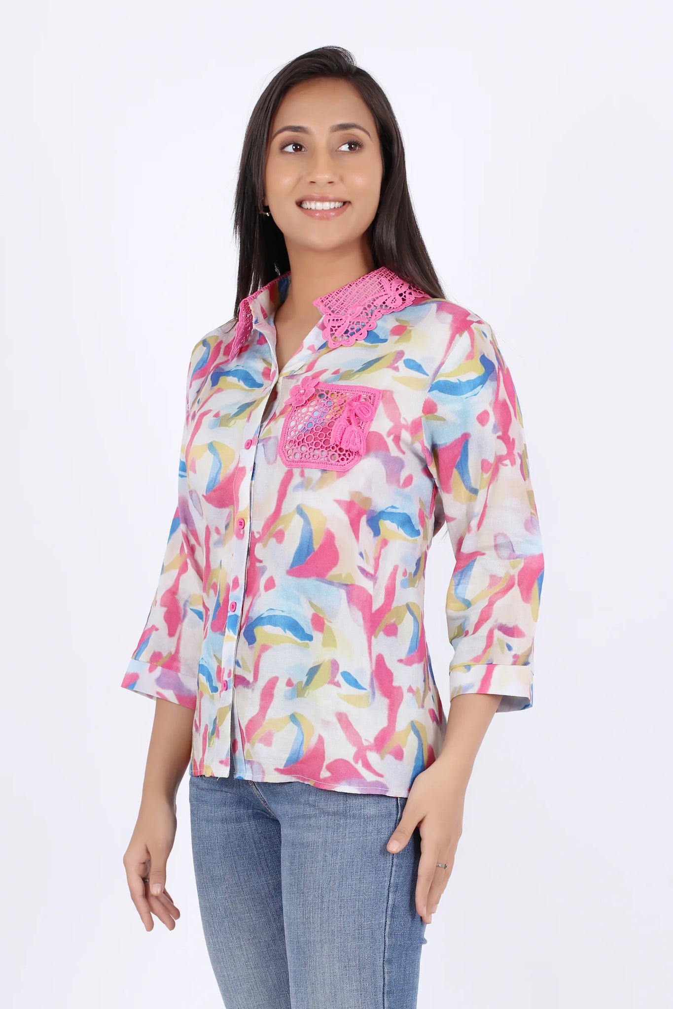 Trendy Multicolor Printed Shirt for Women – Stylish & Comfortable Product2