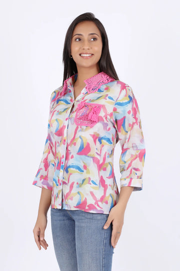 Trendy Multicolor Printed Shirt for Women – Stylish & Comfortable Product2