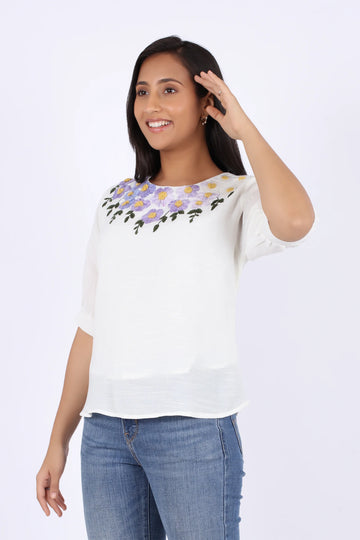 Stylish White Embroidered Top – Women’s Casual Wear Product1