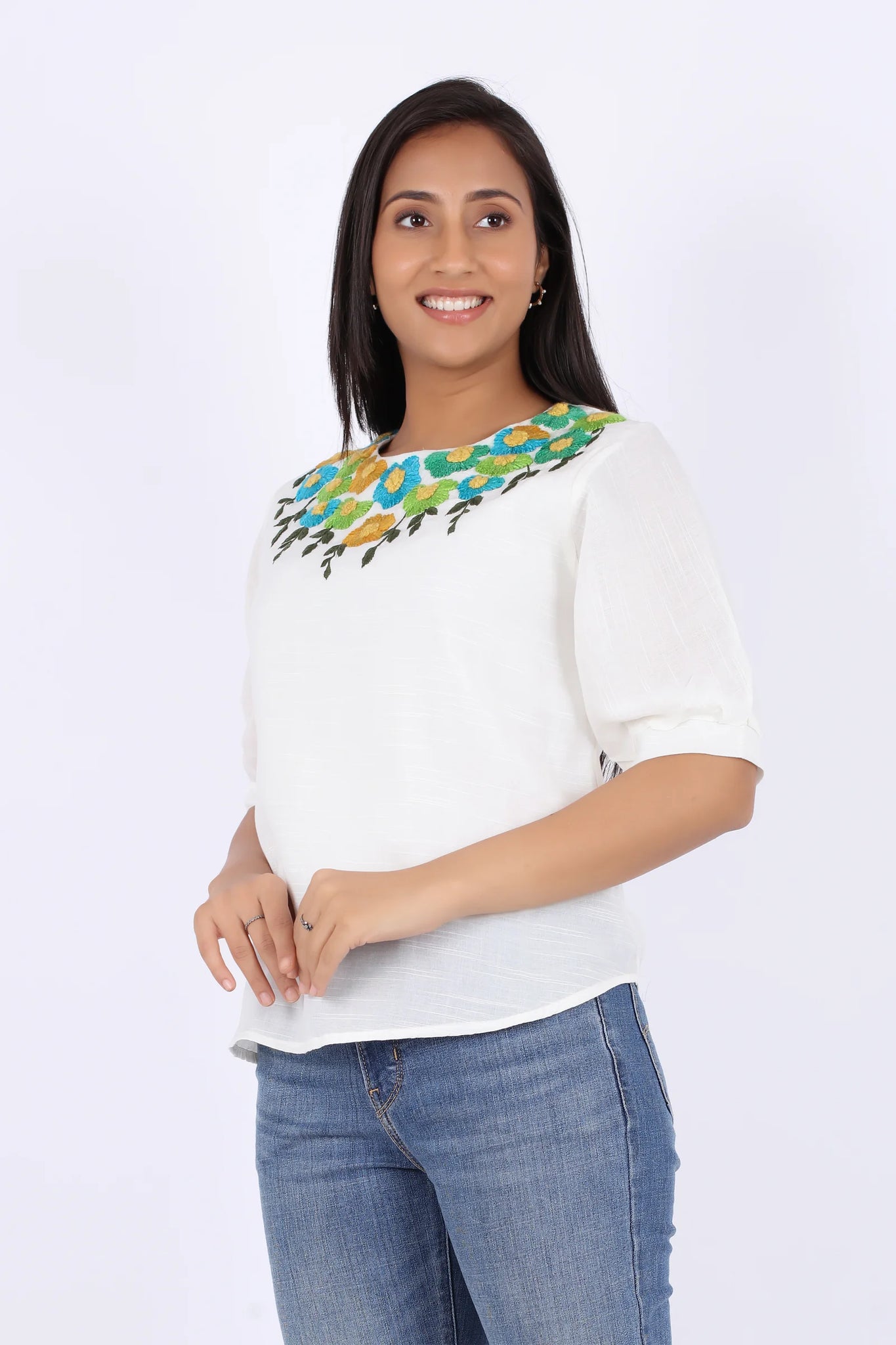 Stylish White Embroidered Top – Women’s Casual Wear Product3
