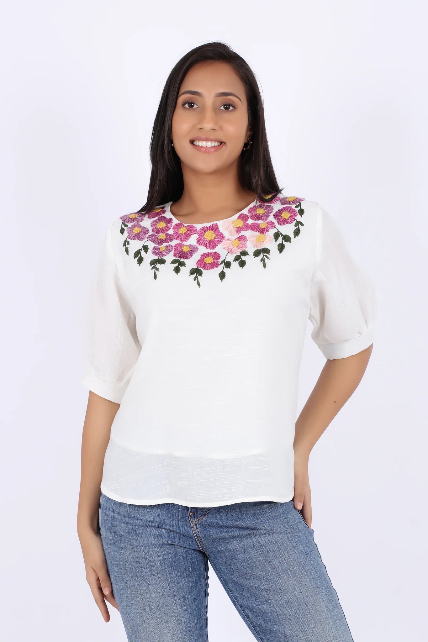Stylish White Embroidered Top – Women’s Casual Wear Product4