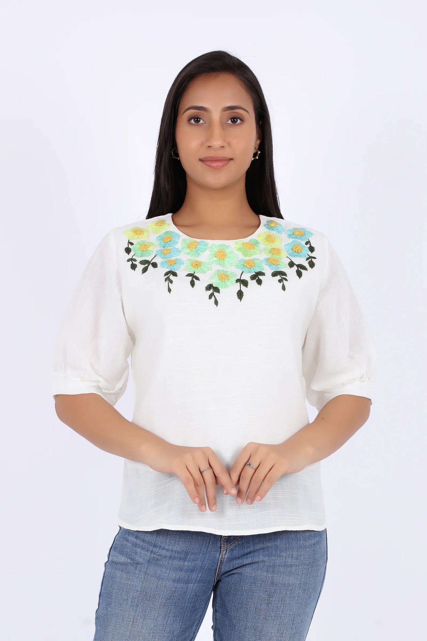 Stylish White Embroidered Top – Women’s Casual Wear Product5
