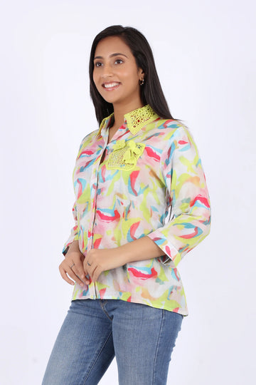 Trendy Multicolor Printed Shirt for Women – Stylish & Comfortable Product3