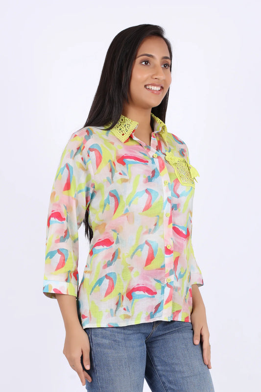 Trendy Multicolor Printed Shirt for Women – Stylish & Comfortable Product3